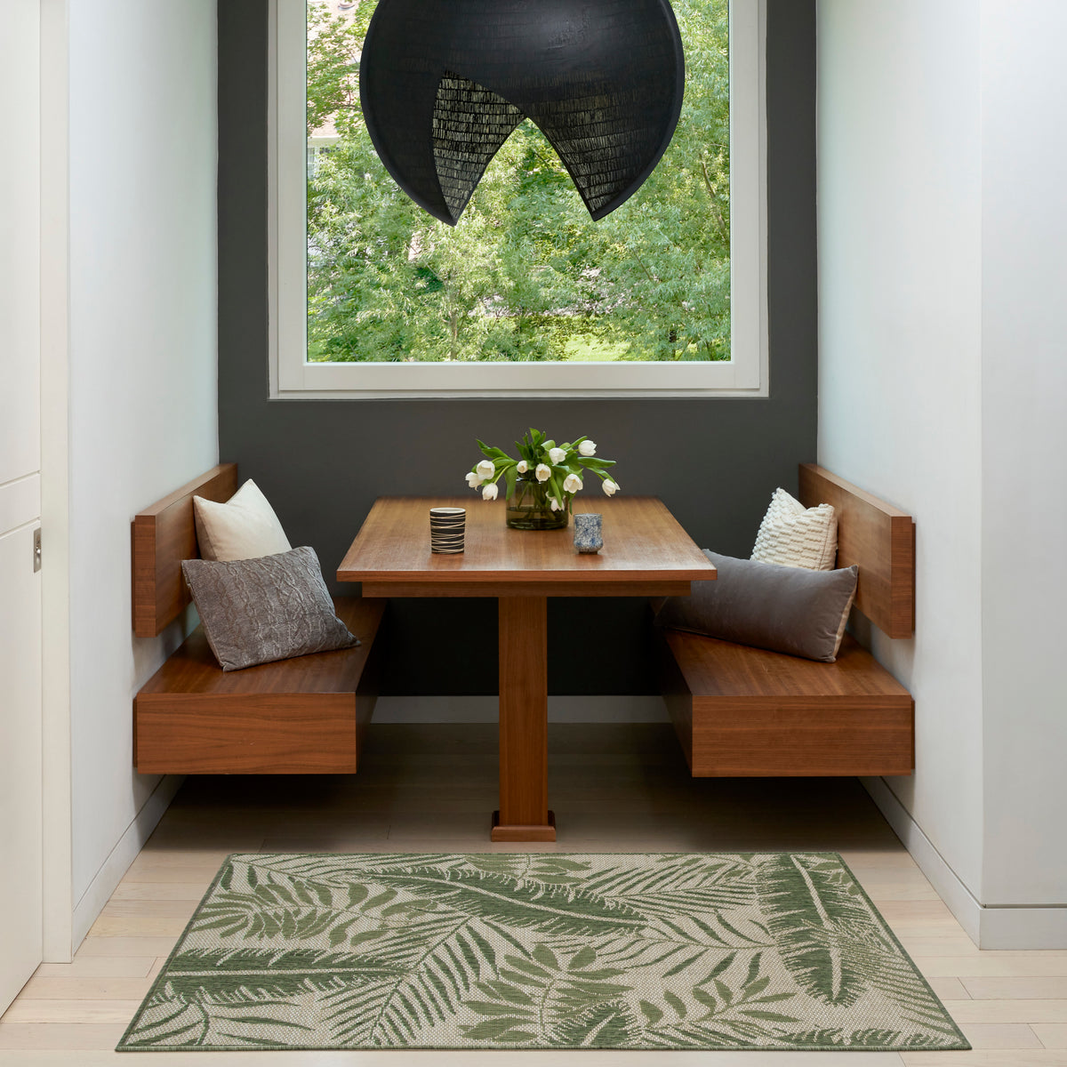 Garden Oasis GOA02 Ivory Green Rug
