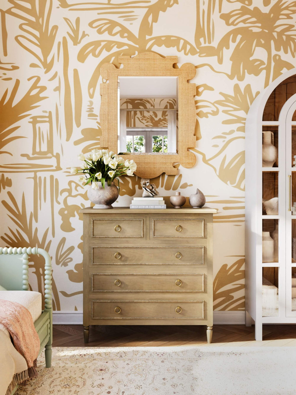 Rodeo Mirror w/ Rattan Natural