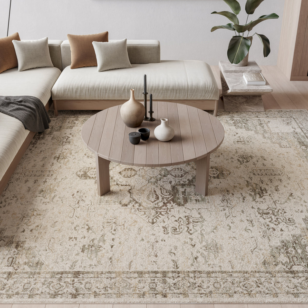 Soft Mist SMI03 Ivory Light Grey Rug