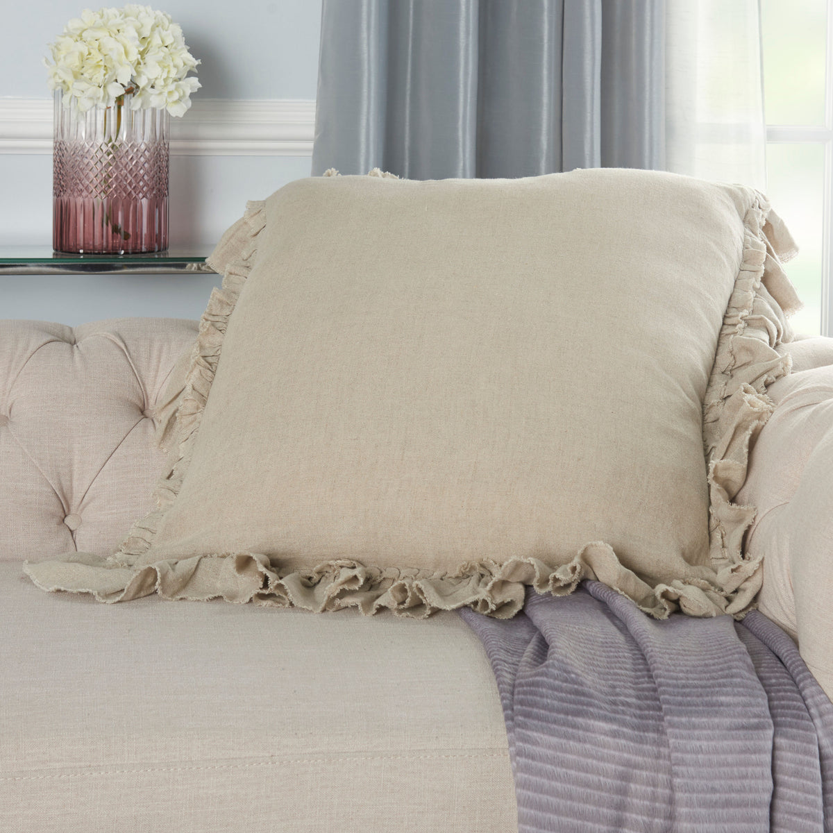 Sofia GE901 Natural 24" x 24" Throw Pillows