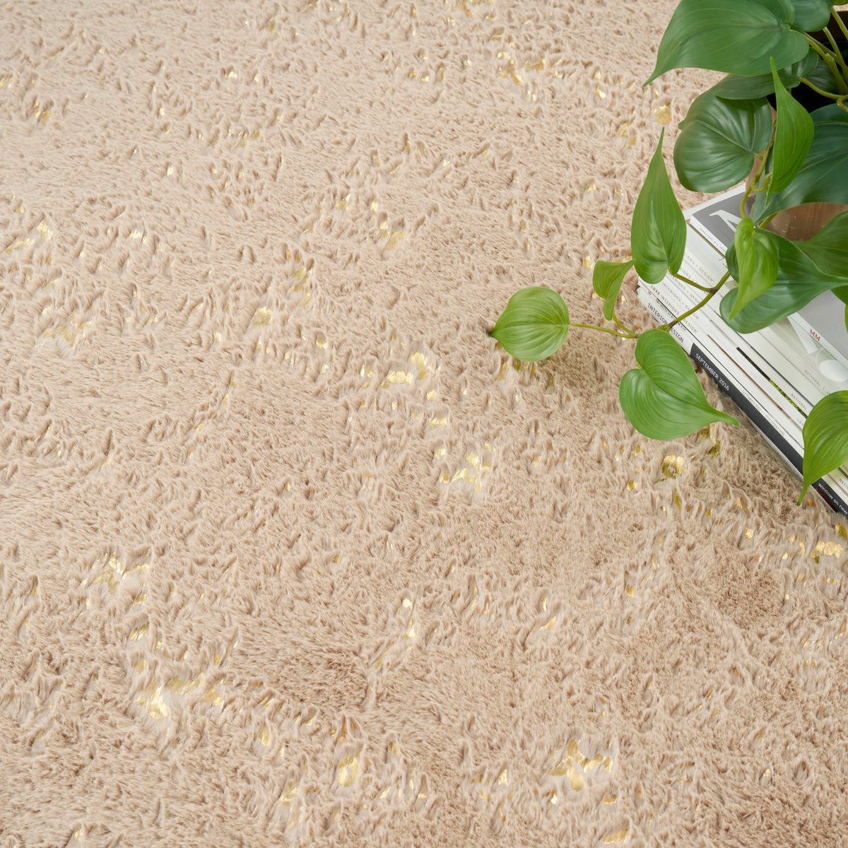 Cozy Shimmer CSH01 Beige Gold Rug