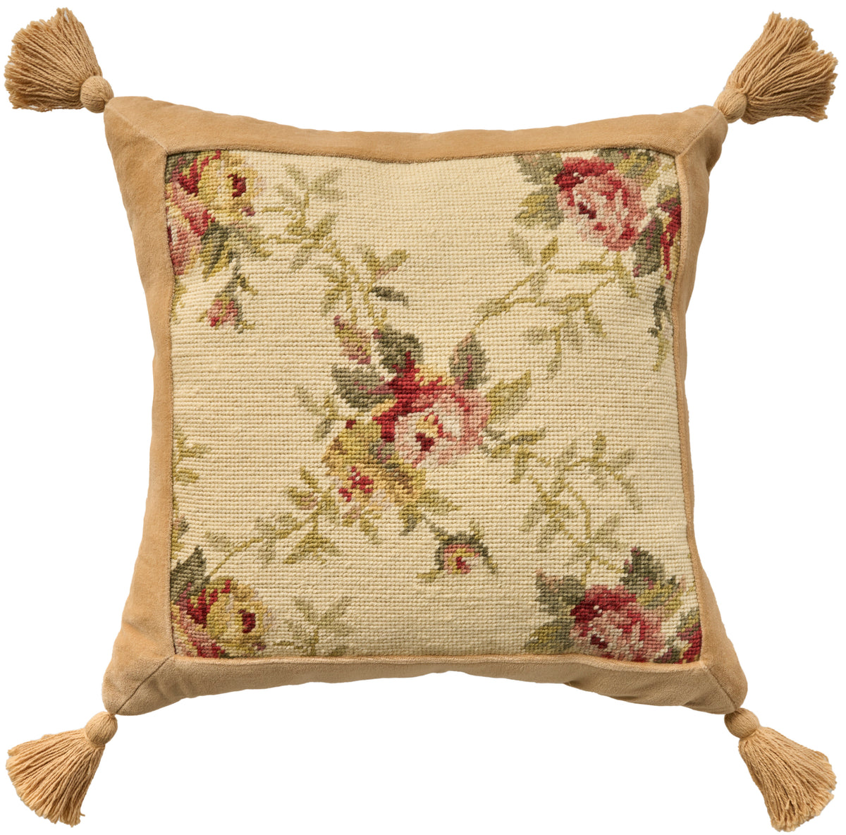 Vintage Pillow V3641 Cream 19" x 19" Throw Pillows