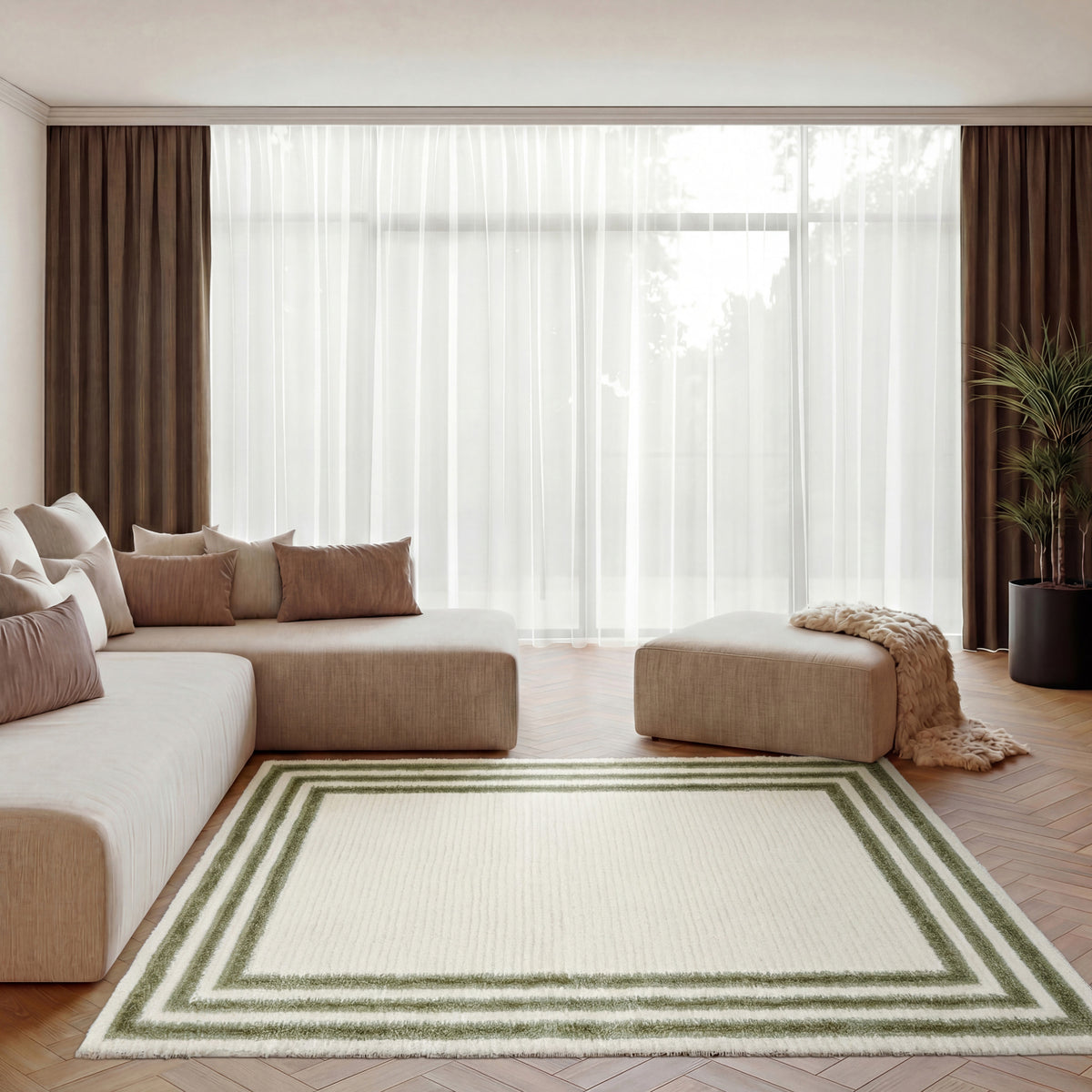 Pacific Shag PCS03 Ivory Green Rug