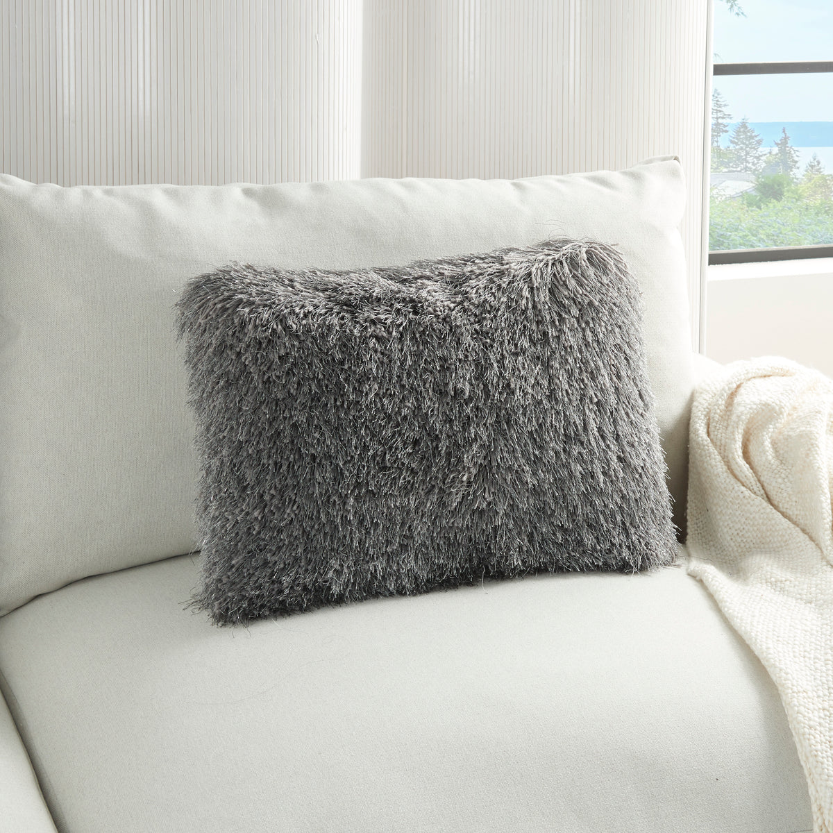 Shag TL004 Charcoal 14" x 20" Throw Pillows