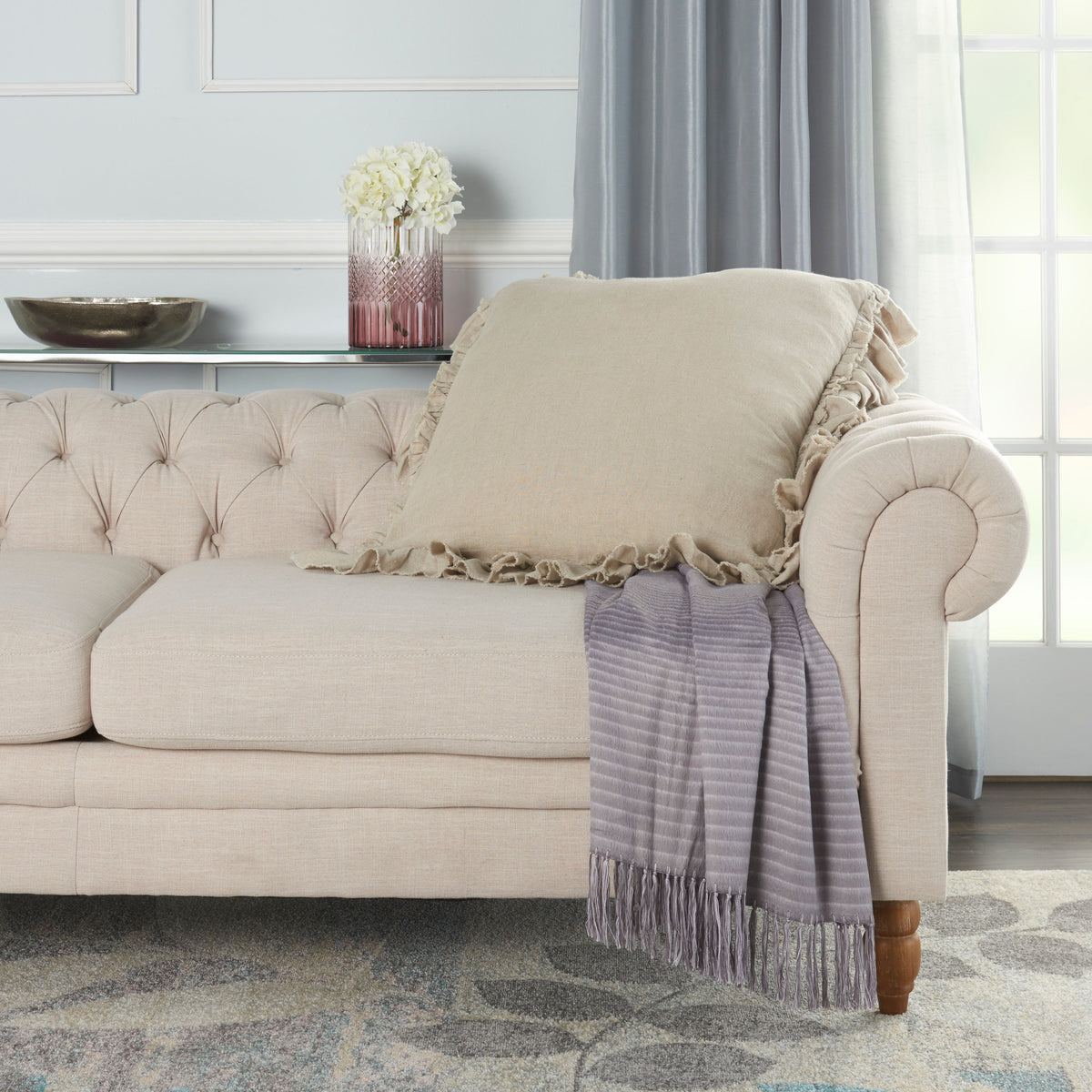 Sofia GE901 Natural 24" x 24" Throw Pillows