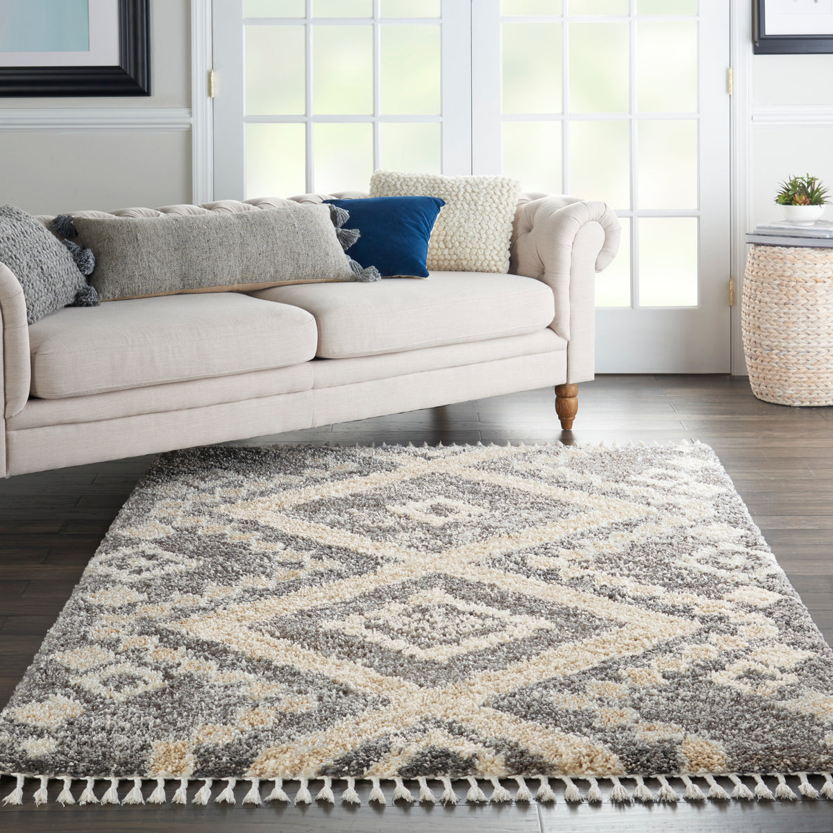 Oslo Shag OSL02 Grey Ivory Rug