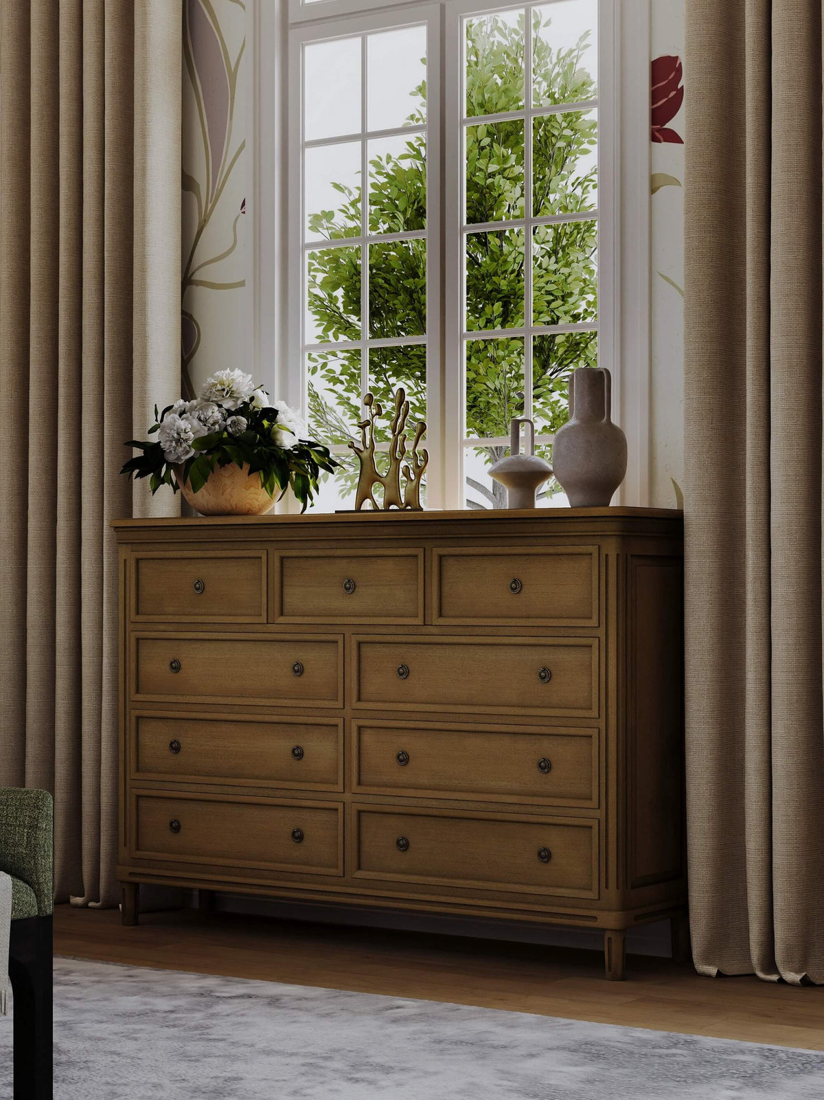 Hayward 9 Drawer Dresser in Fruitwood