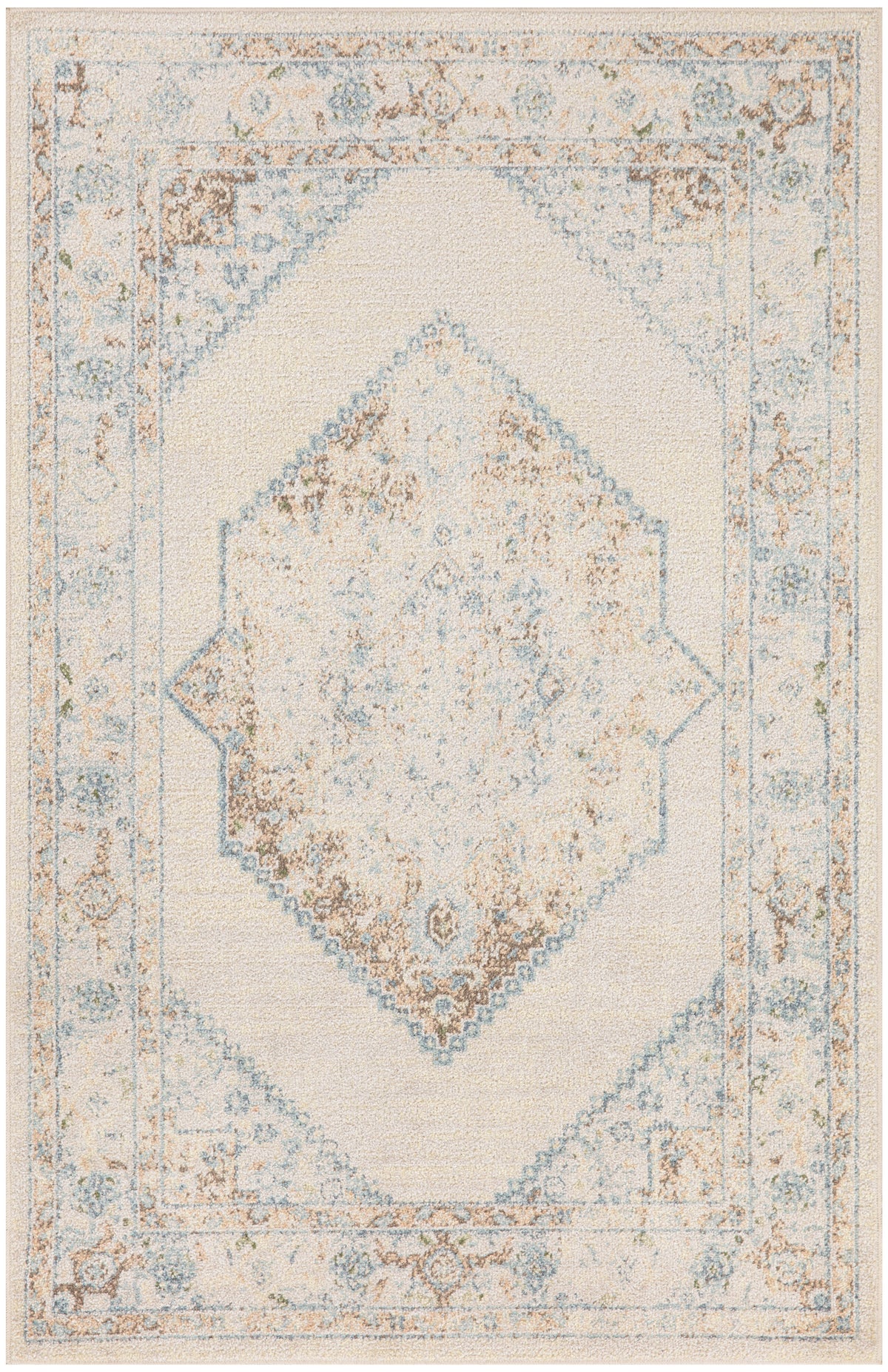 Astra Machine Washable ASW13 Ivory Blue Rug