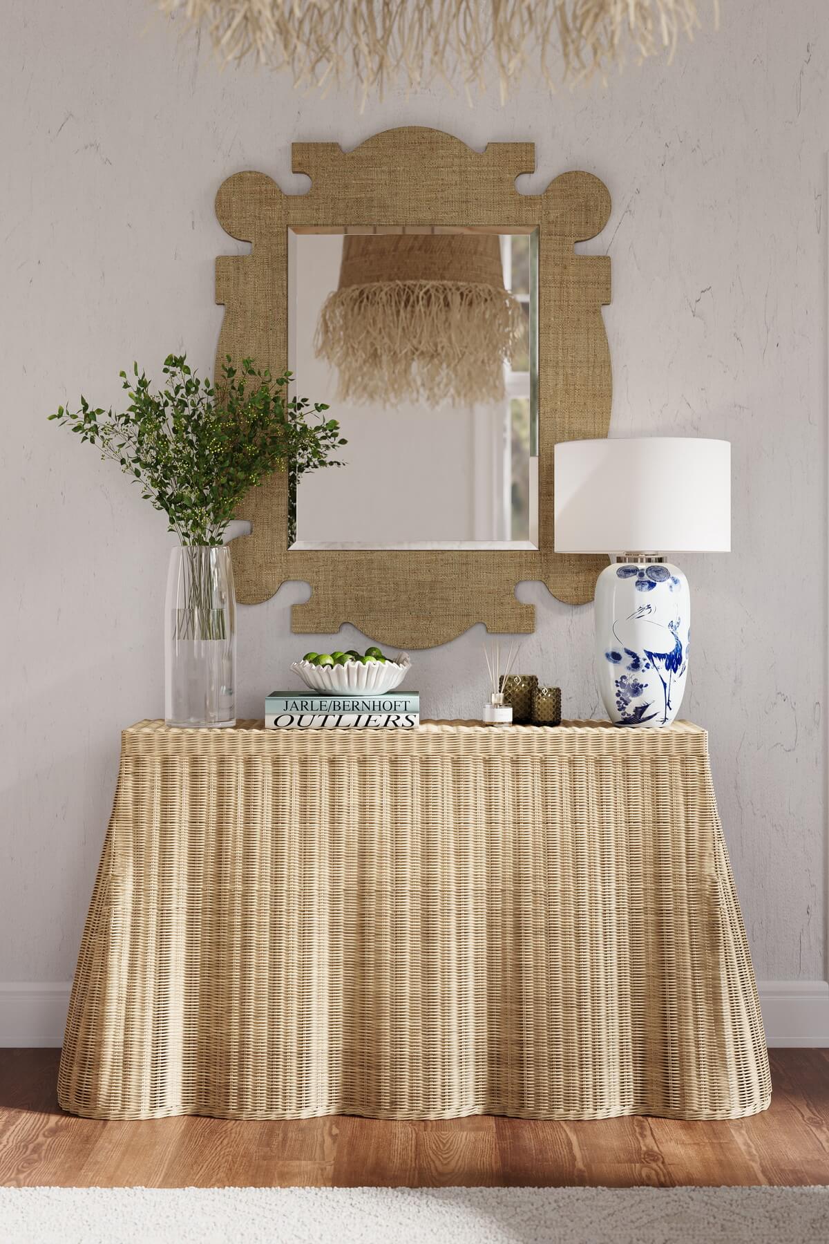 Rodeo Mirror in Raffia Raw