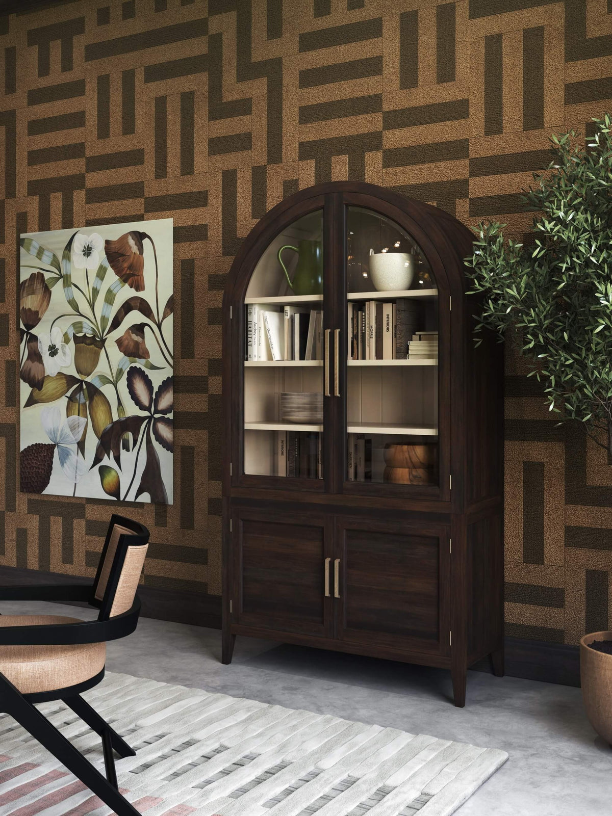 Lumina Glass Cabinet in Walnut w/ Putty Interior