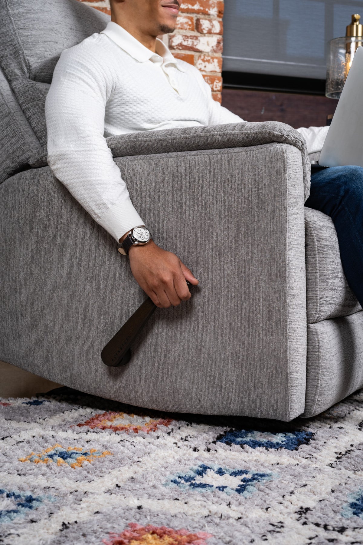 Compact Fabric Perfect Match Gliding Recliner