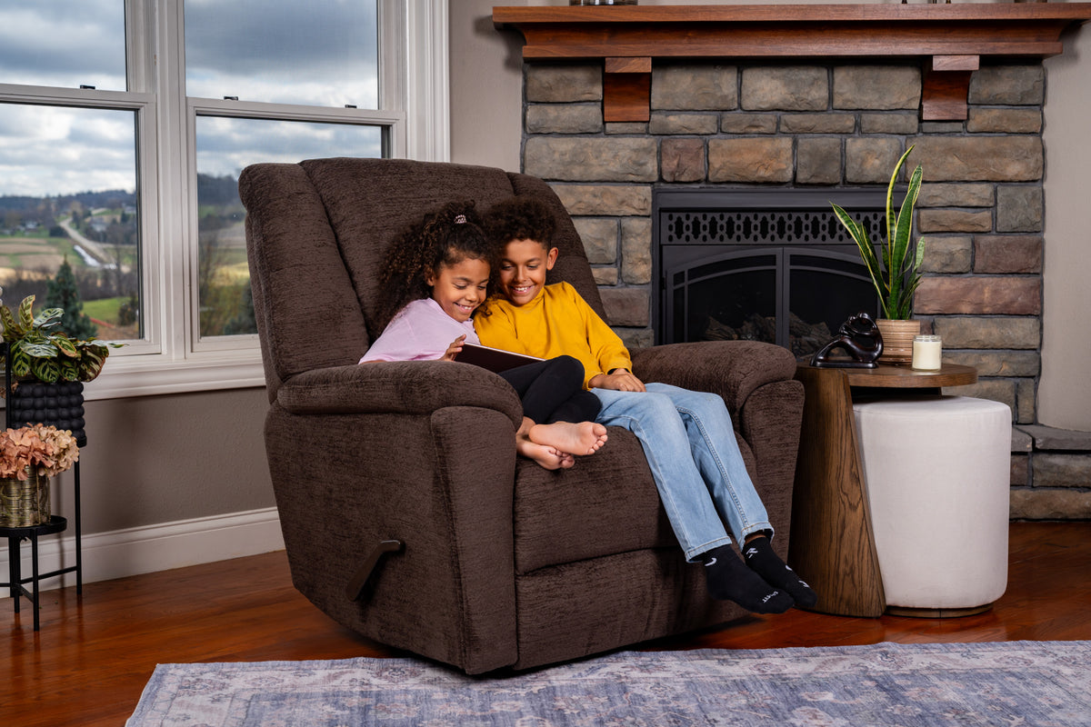Plush Fabric Perfect Match Gliding Recliner