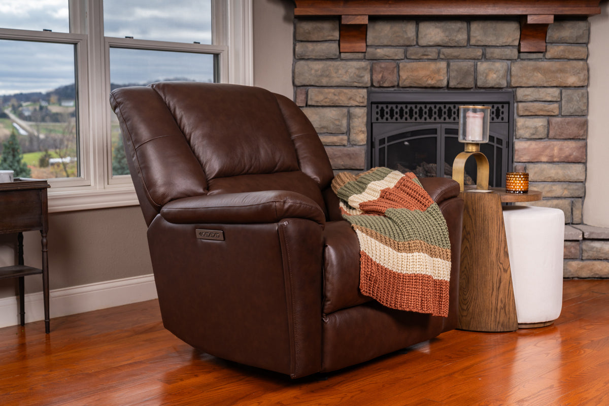Plush Leather Perfect Match Power Gliding Recliner with Power Headrest & Lumbar