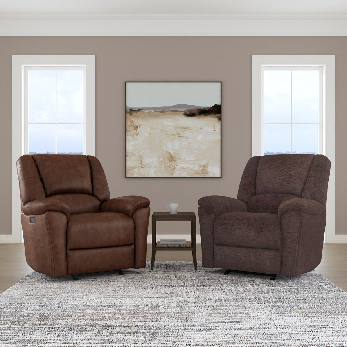 Plush Leather Perfect Match Power Gliding Recliner with Power Headrest & Lumbar