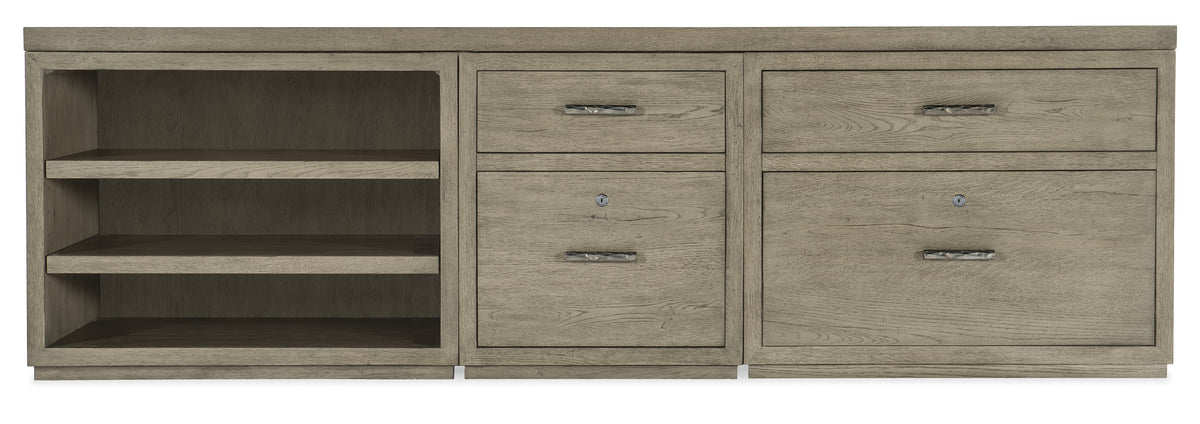 Linville Falls 96" Credenza with File, Lateral File and Open Desk Cabinet