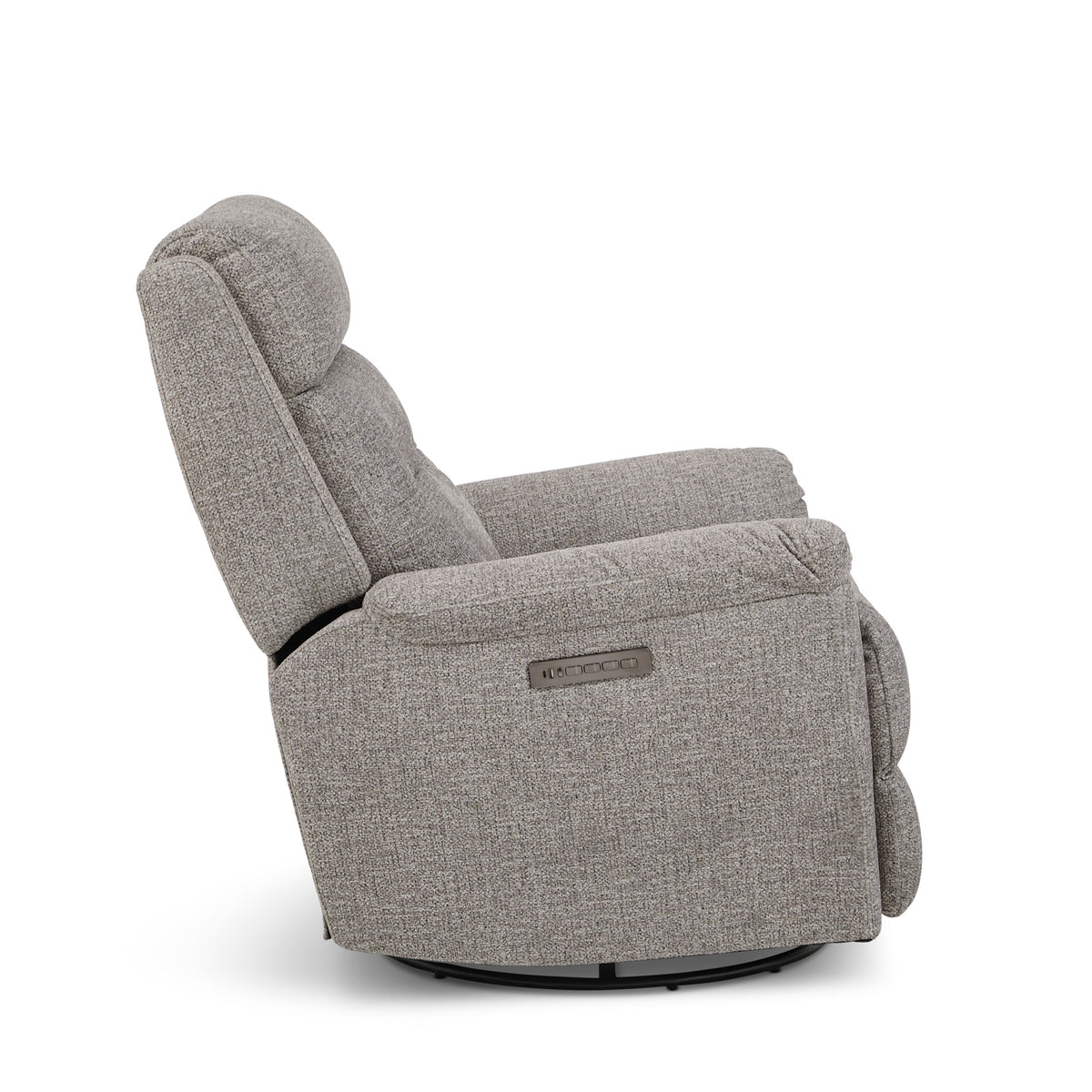 Sophisticated Fabric Power Swivel Gliding Recliner with Power Headrest & Lumbar
