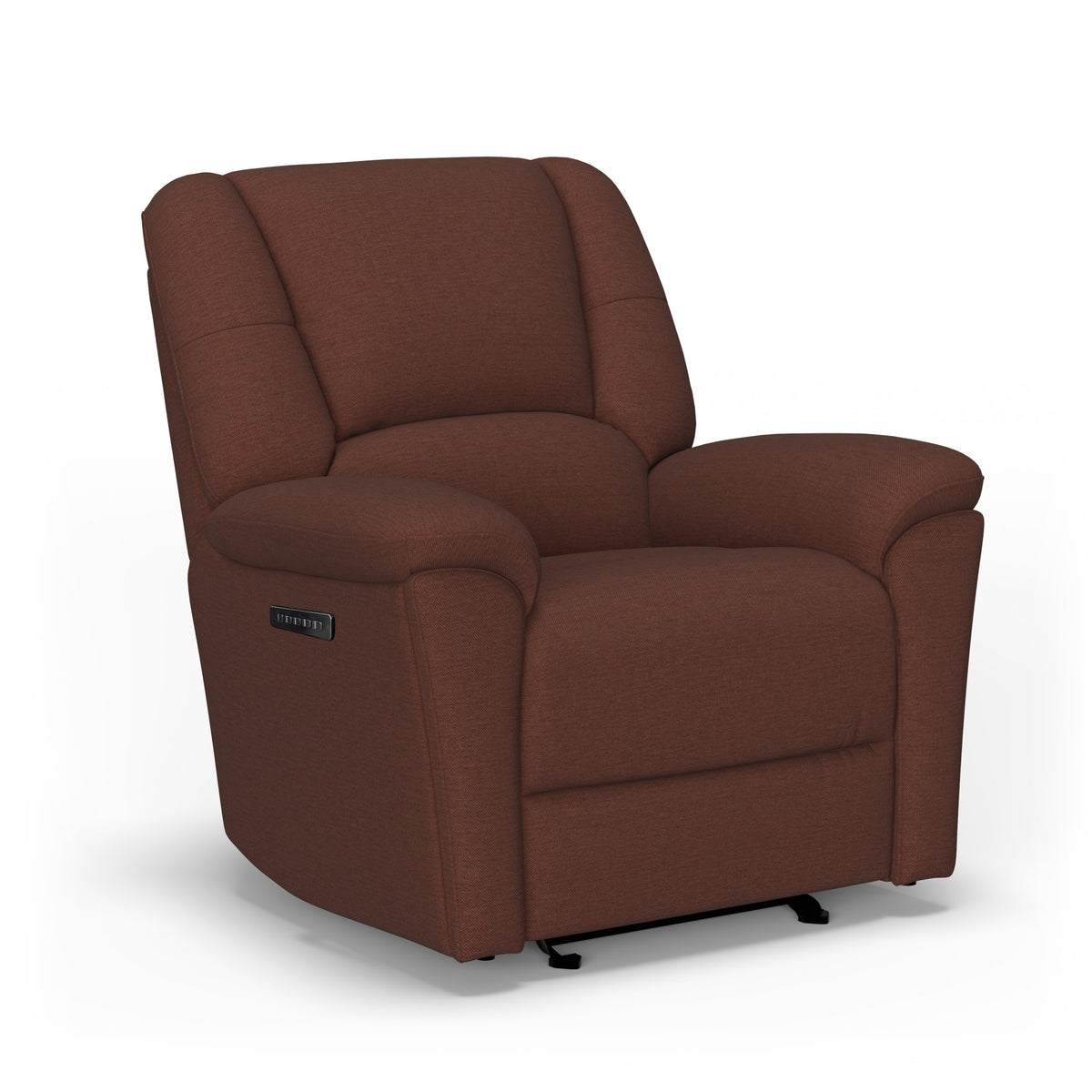 Plush Fabric Power Gliding Recliner with Power Headrest & Lumbar