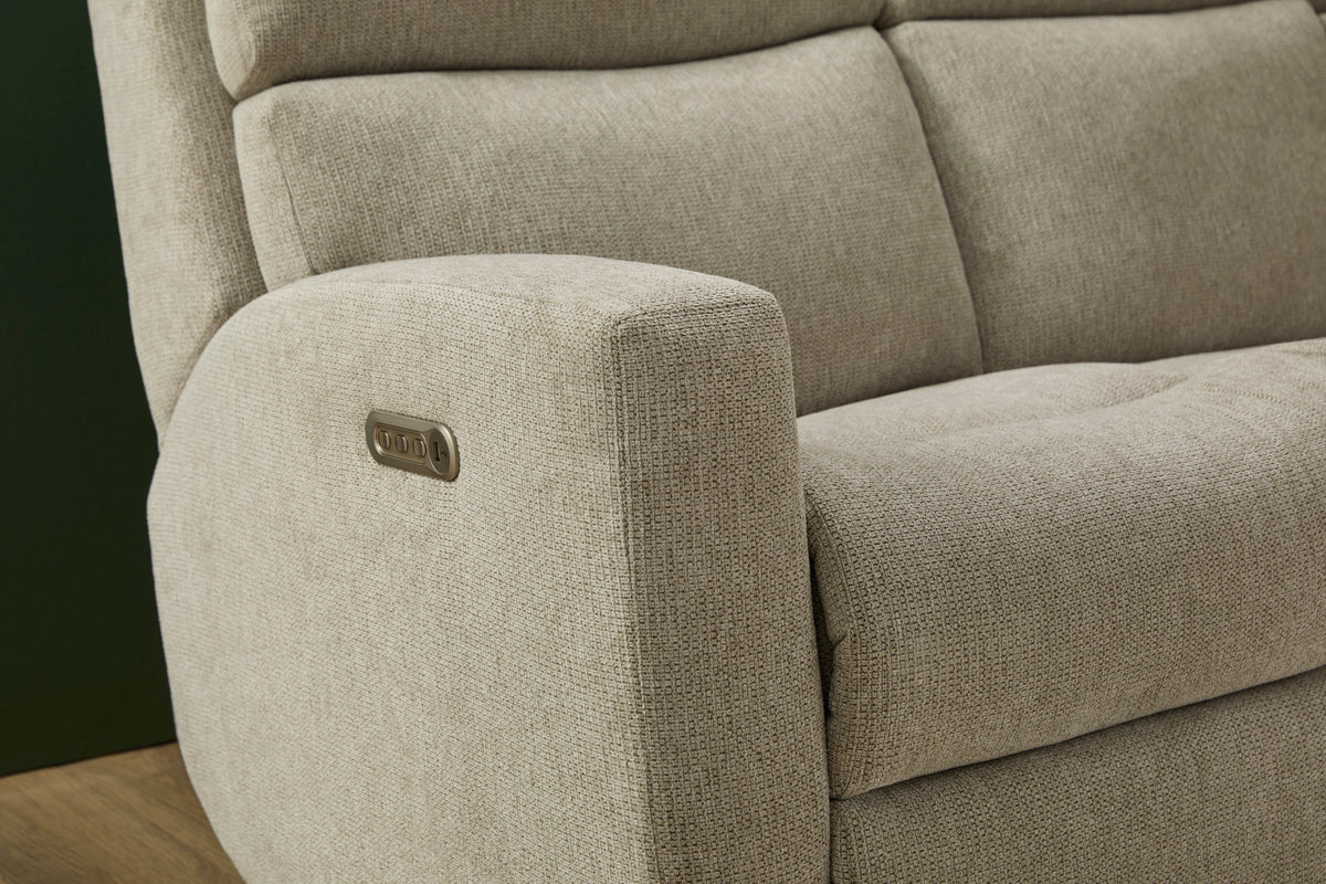 Score Fabric Power Reclining Sofa with Power Headrests & Lumbar