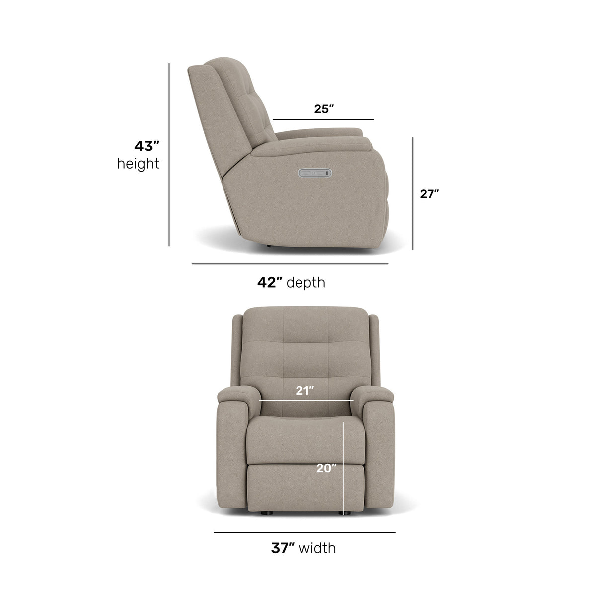 Arlo Fabric Power Rocking Recliner with Power Headrest