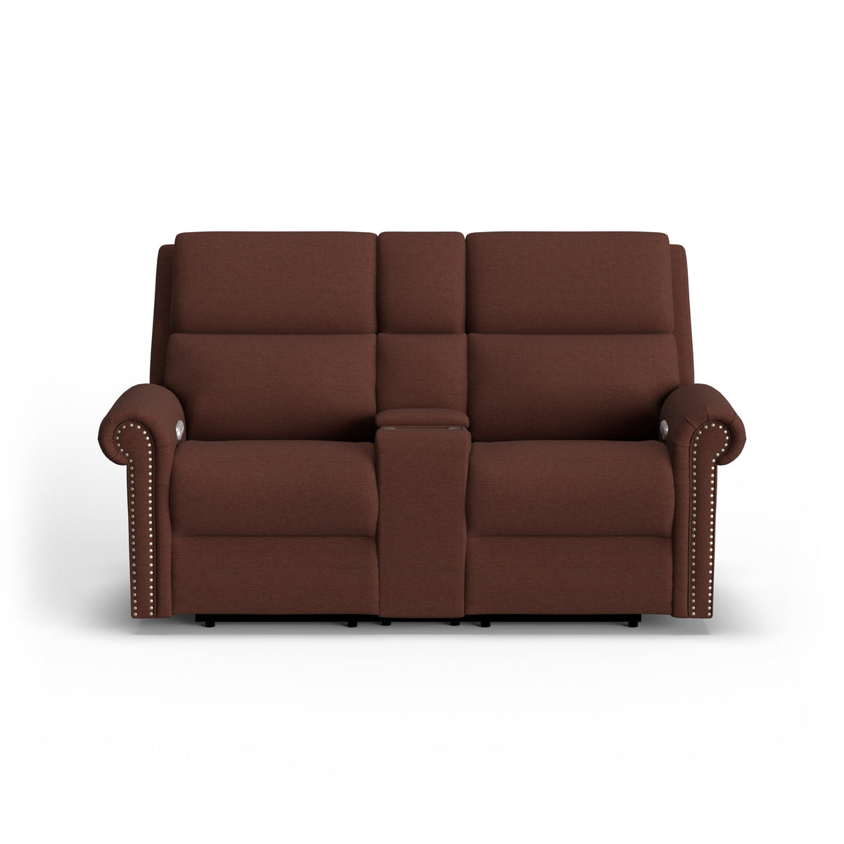 Bernard Fabric Power Reclining Loveseat with Console, Power Headrest, & Lumbar