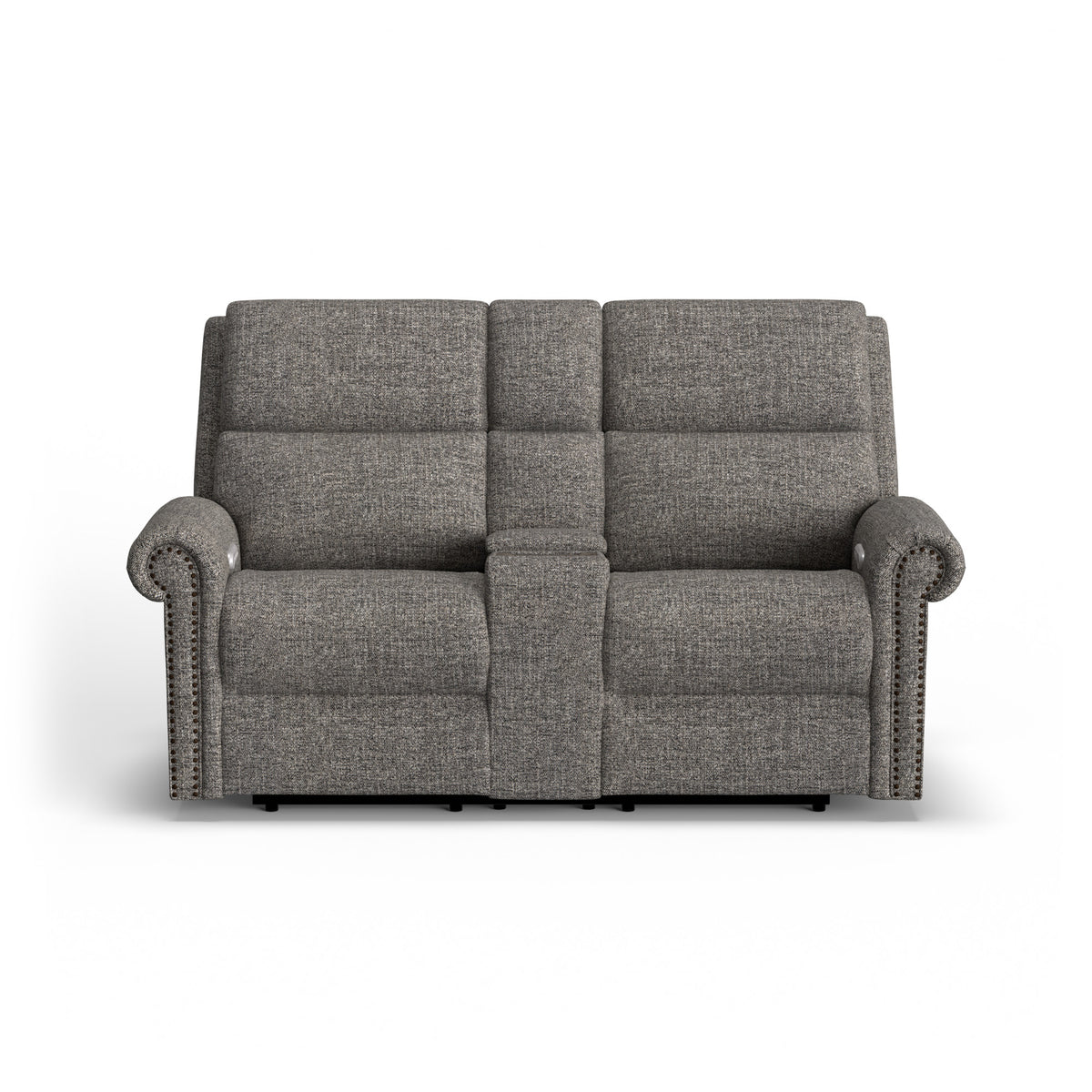 Bernard Fabric Power Reclining Loveseat with Console, Power Headrest, & Lumbar