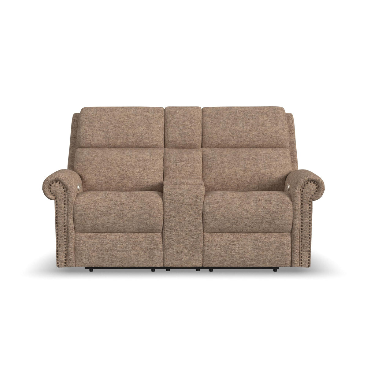 Bernard Fabric Power Reclining Loveseat with Console, Power Headrest, & Lumbar