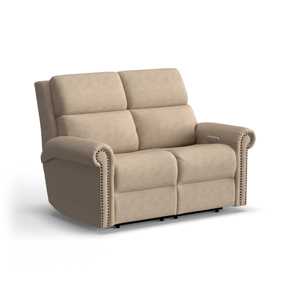 Bernard Fabric Power Reclining Loveseat with Power Headrest & Lumbar