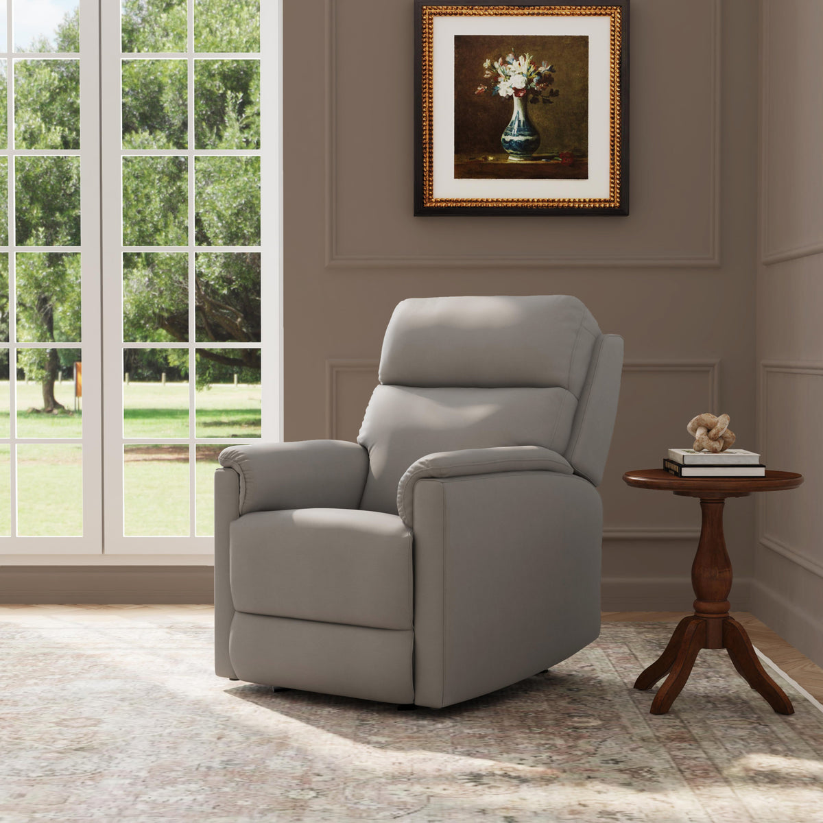 Compact Leather Gliding Recliner