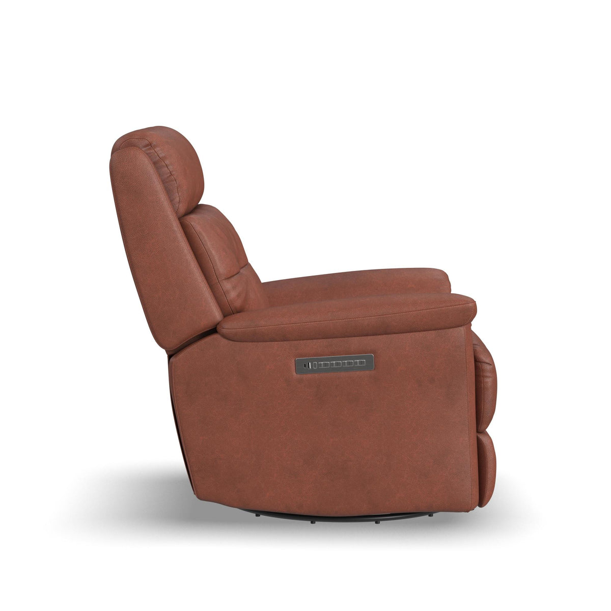 Sophisticated Leather Power Swivel Gliding Recliner with Power Headrest & Lumbar