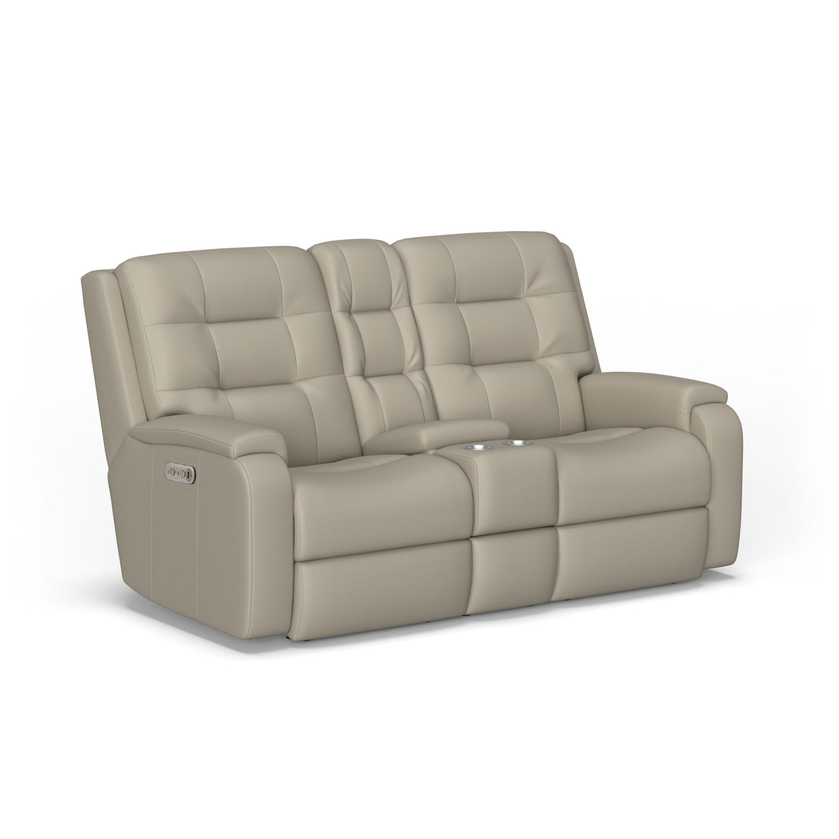 Arlo Leather Power Reclining Loveseat with Console & Power Headrests