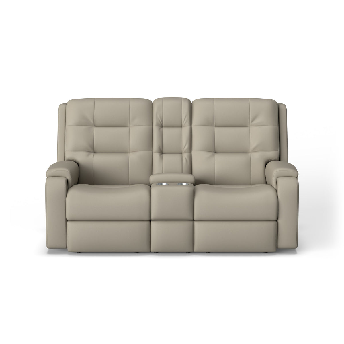 Arlo Leather Power Reclining Loveseat with Console & Power Headrests