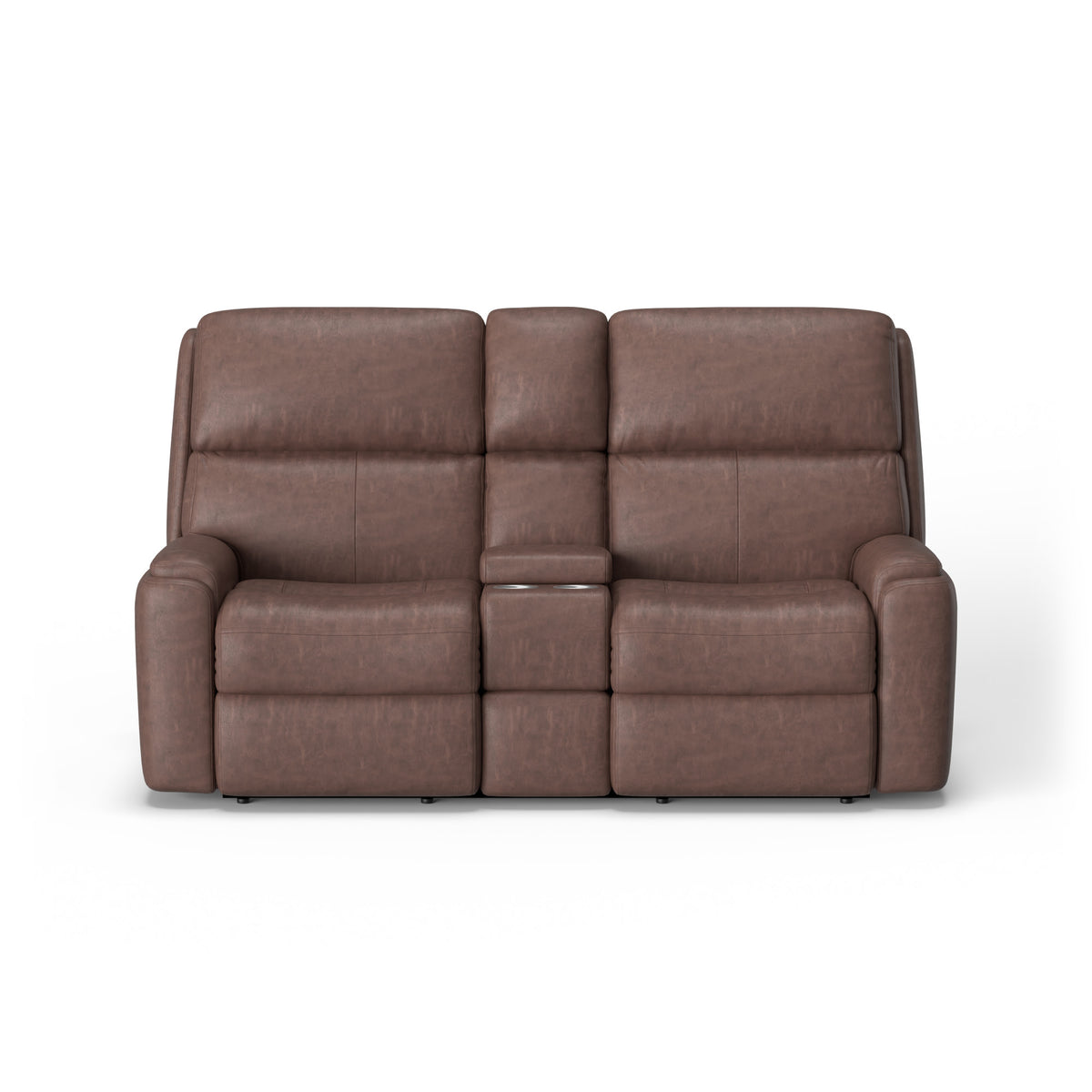 Rio Leather Power Reclining Loveseat with Console & Power Headrests