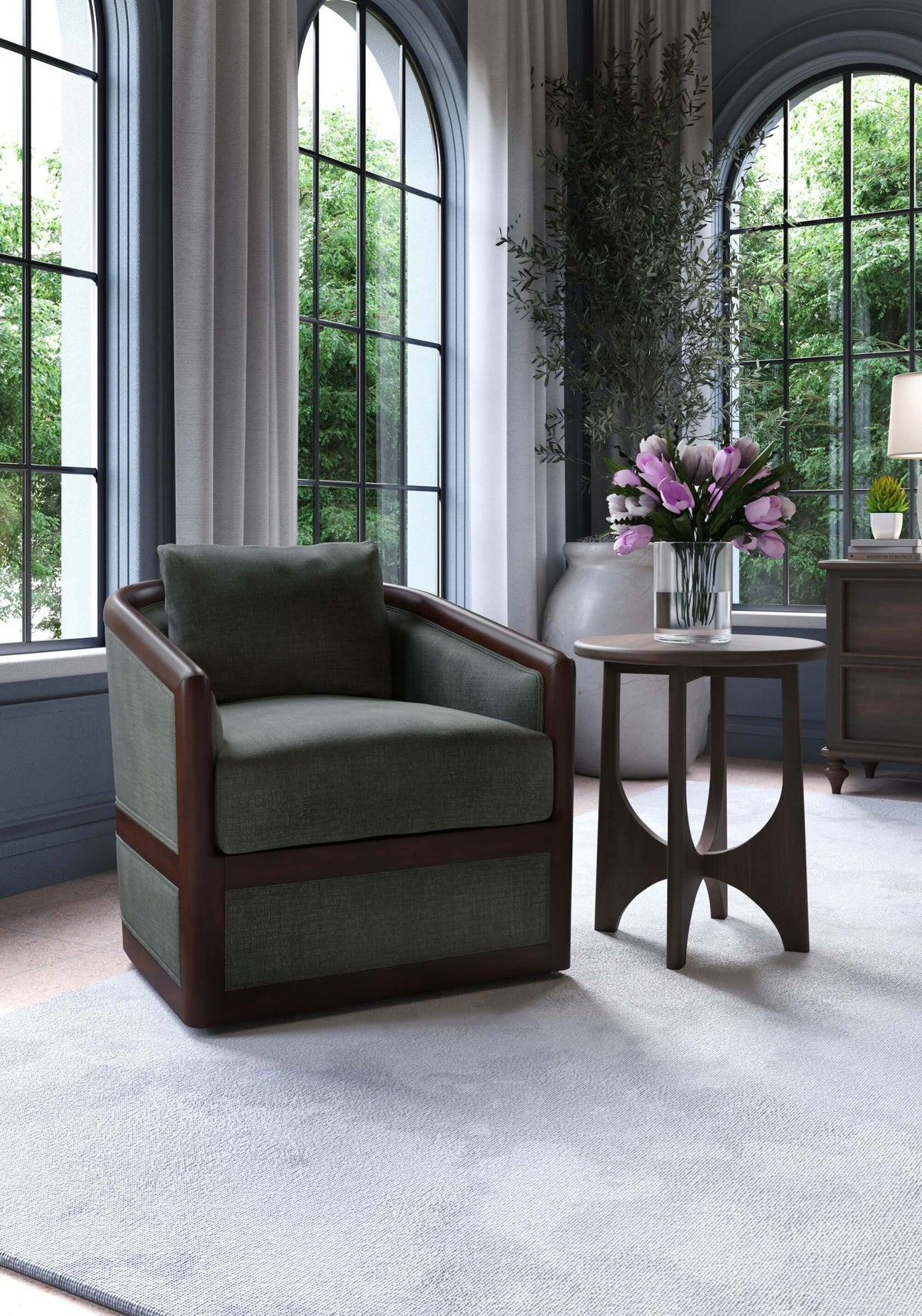 Vannes Round End Table in Walnut