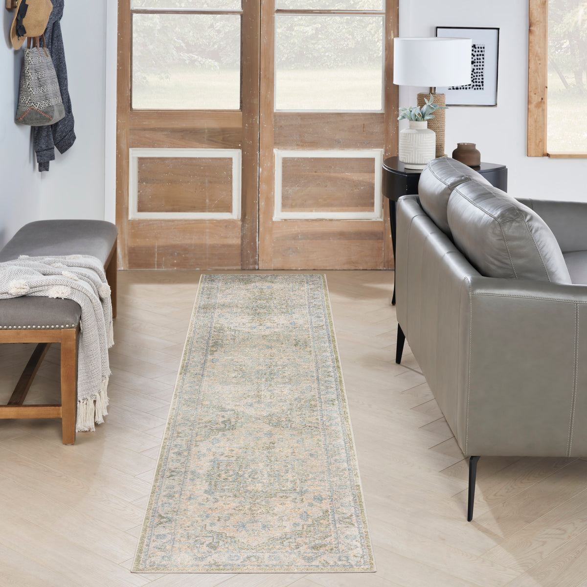 Astra Machine Washable ASW12 Blue Green Rug