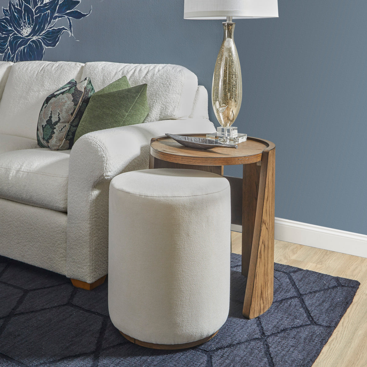 Lyra Fabric Pouf Ottoman 17" W