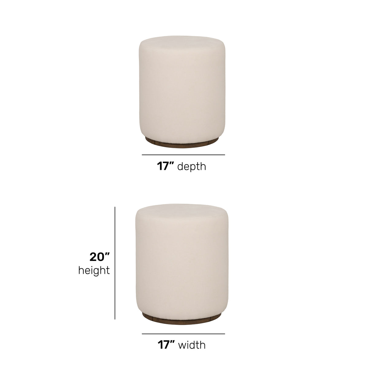 Lyra Fabric Pouf Ottoman 17" W