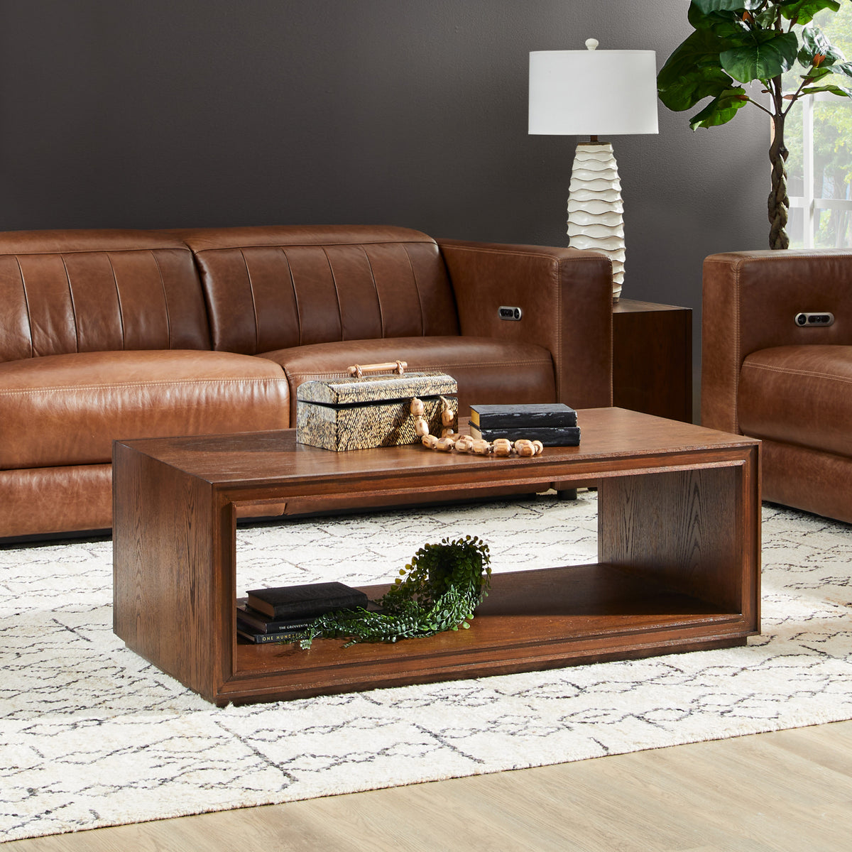 Waterfall Rectangular Coffee Table with Casters (W1026-0311)