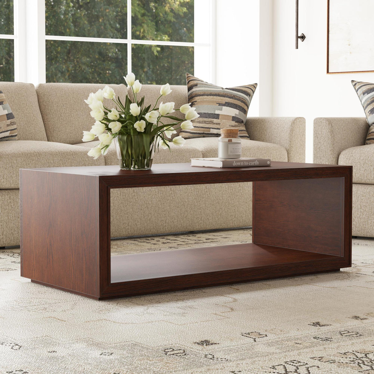 Waterfall Rectangular Coffee Table with Casters (W1026-0311)
